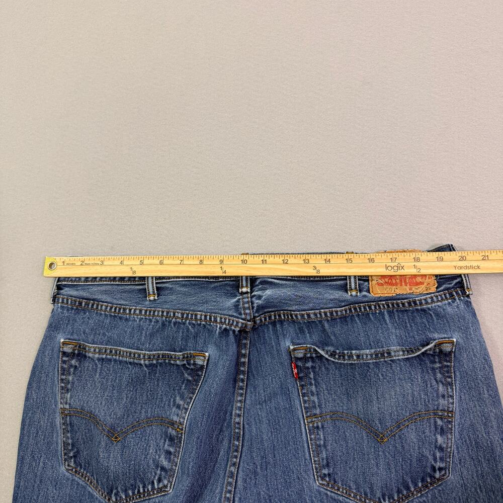 Levis 501 Jeans Men's 40x29 Blue Denim Faded Straight Leg Button Fly Distressed - Picture 8 of 11